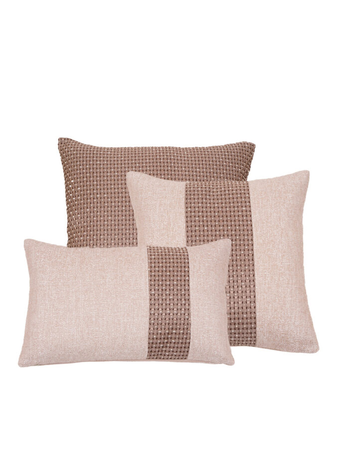 Massimo vizon bej dokulu 3lü kırlent kılıfı kombini